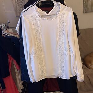 Elegant White Lace Trim Blouse